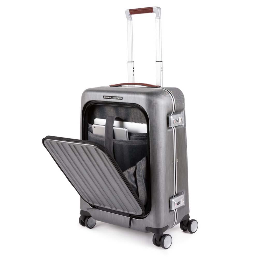 Piquadro Relyght Plus Kabinen-Hartschalencomputertrolley 15,6" Schwarz/Leder Piquadro Relyght Plus Kabinen-Hartschalencomputertrolley 15,6" Schwarz/Leder