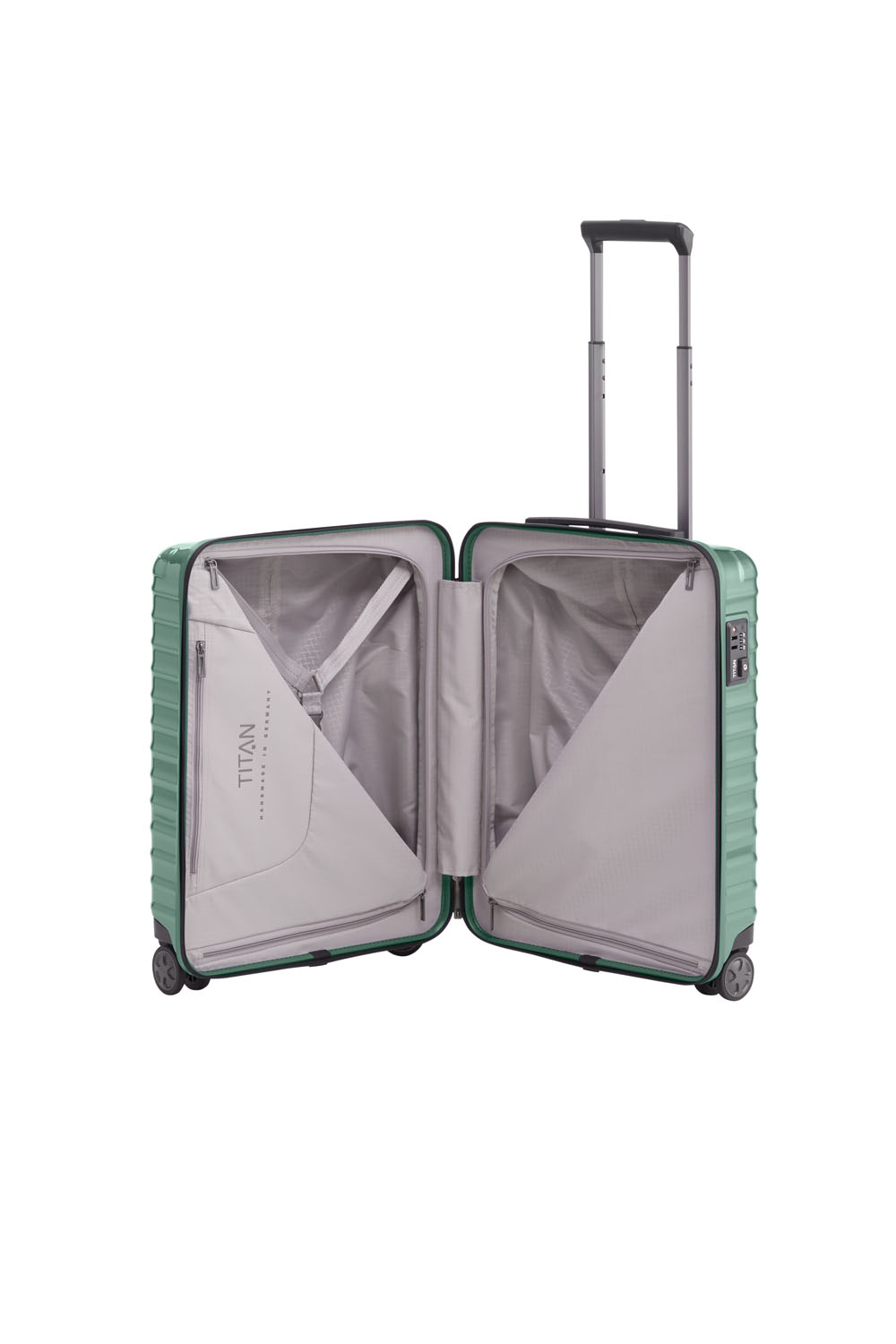 TITAN Litron 4-Rollen Kabinentrolley + Beauty Case + Gratis Hotelgutschein Traubengrün