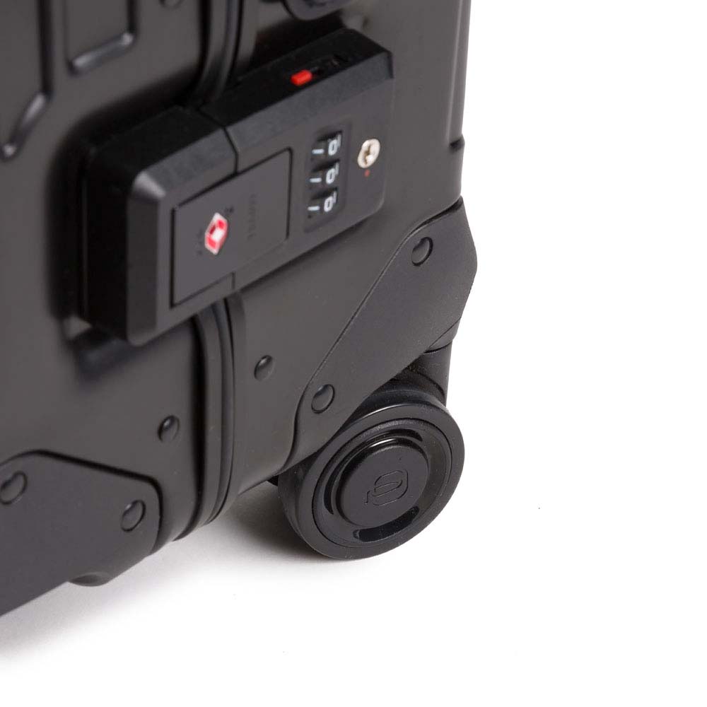 Piquadro PQ ALU Ultra slim Hartschalentrolley in Handgepäckgröße schwarz