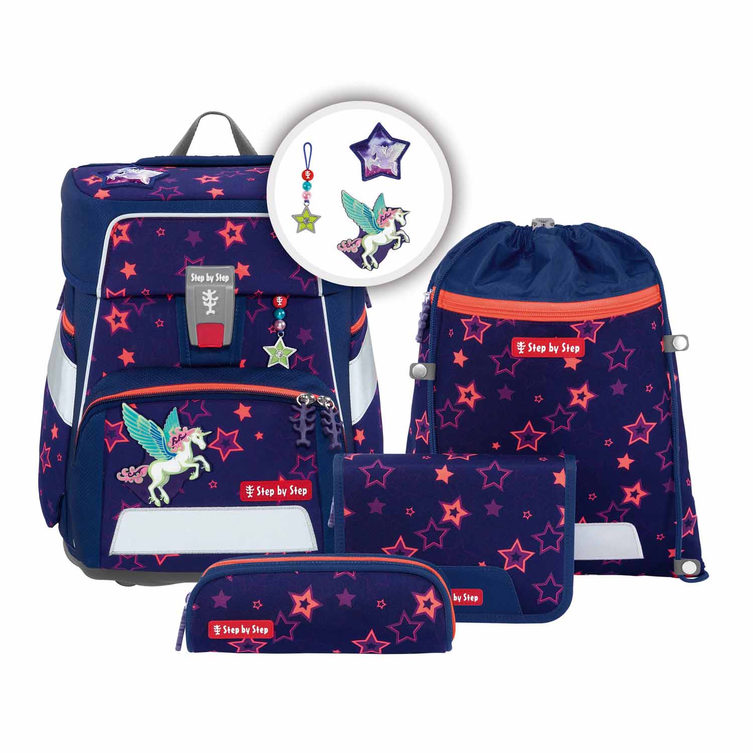 Step by Step SPACE SHINE Schulranzen-Set, 5-teilig Pegasus Night Nuala