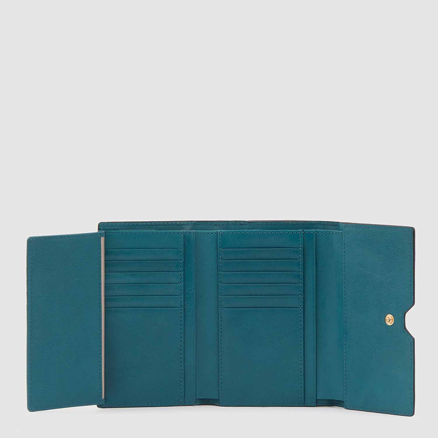 Piquadro Ray Dreifach faltbare Geldbörse Damen verde petrolio