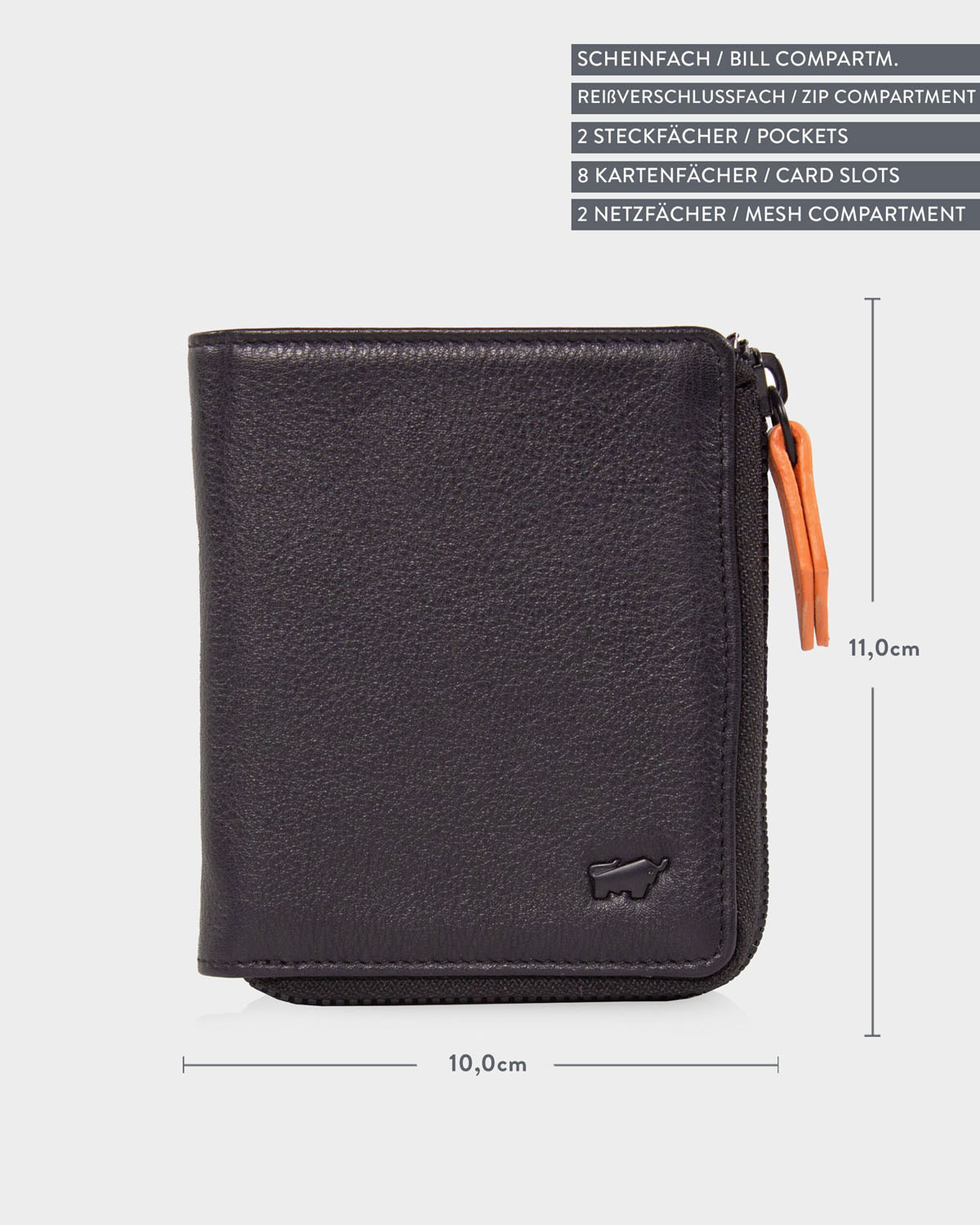 Braun Büffel EMMA RV-Kartenbörse 8CS schwarz/orange
