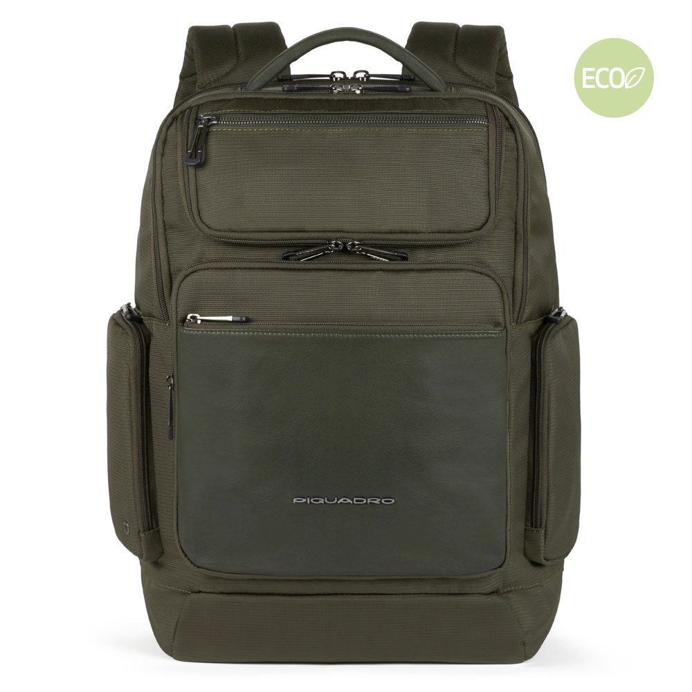Piquadro Macbeth Fast-check Laptoprucksack 15,6" aus Leder und recyceltem Piquadro Macbeth Fast-check Laptoprucksack 15,6" aus Leder und recyceltem