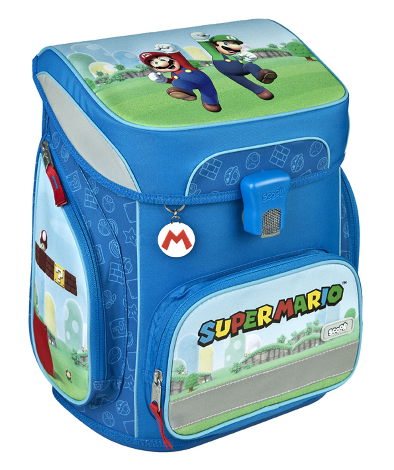 Scooli EasyFit Schulranzen, 5-teiliges Set Super Mario