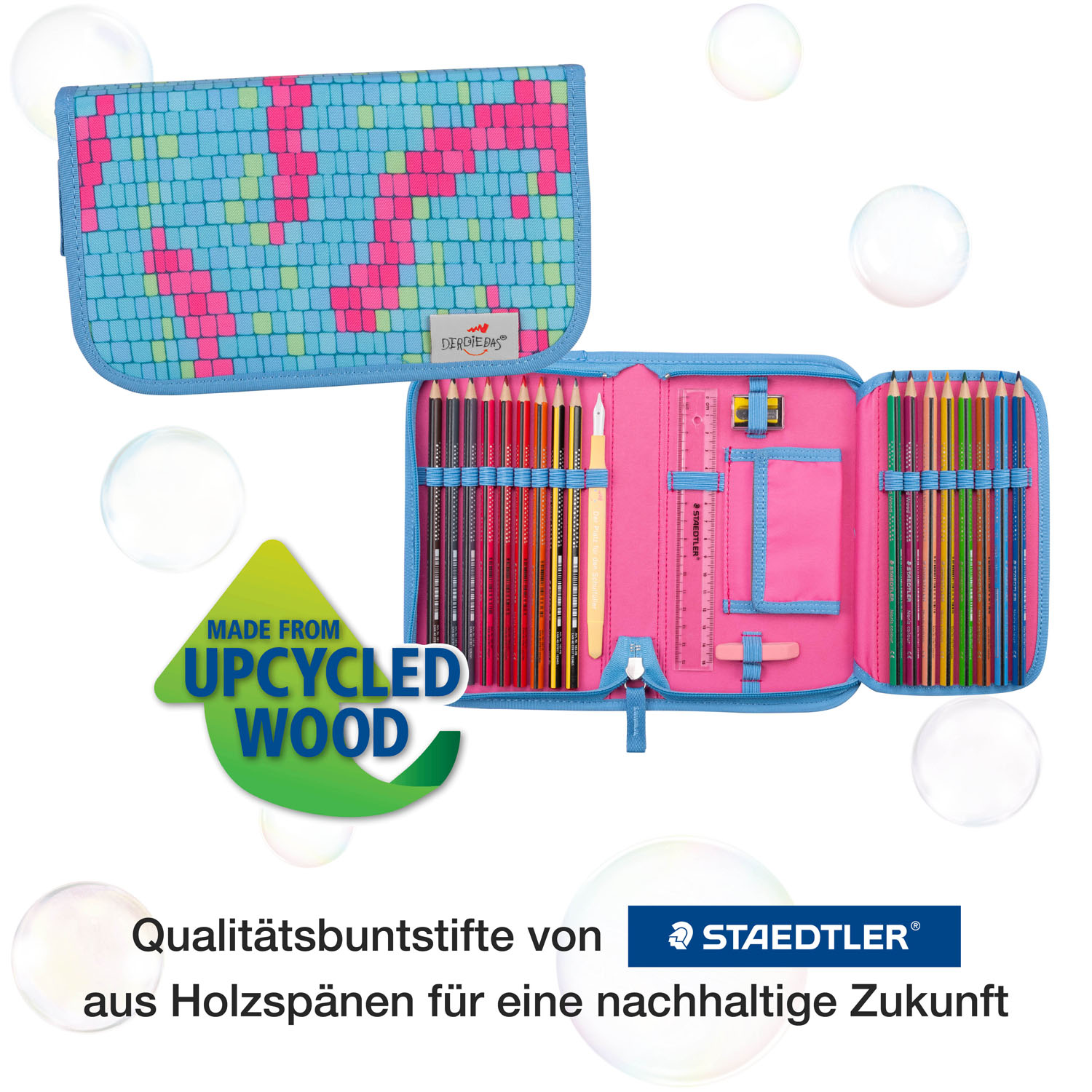 DerDieDas ErgoFlex Schulrucksack-Set 5-teilig mit Sportbeutel Happy Pixel
