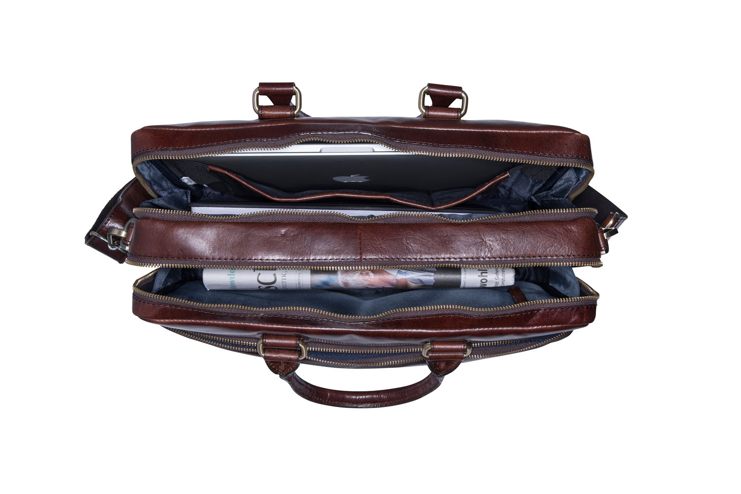 Leonhard Heyden Cambridge Leder-RV-Aktentasche 2-Fächer mit Laptopfach 15" rotbraun