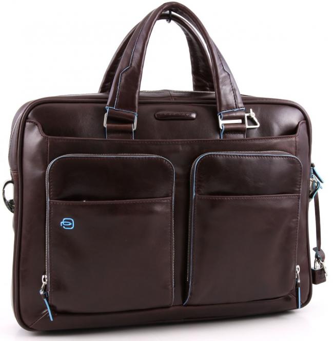 Piquadro Blue Square Schmale Laptoptasche mit Laptofach 14" Mahagoni