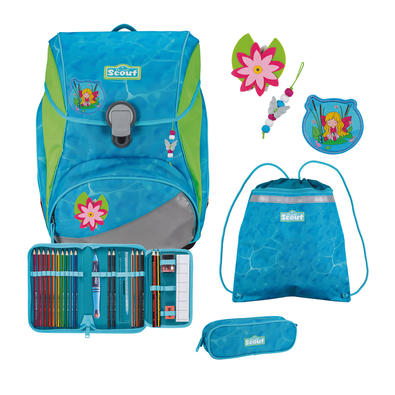 Scout Alpha Schulranzen-Set 4-teilig DIN Water Lily