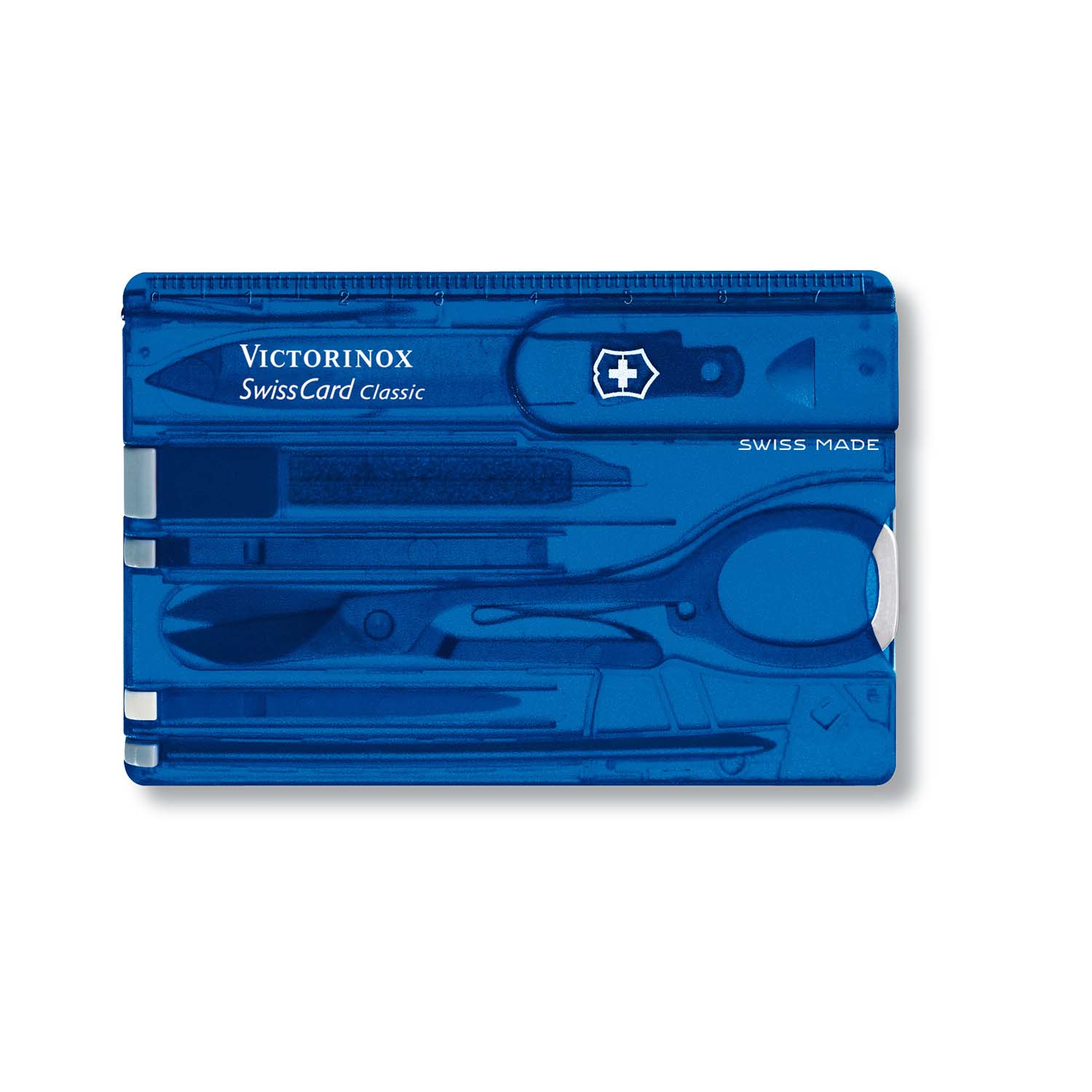 Victorinox Swiss Card Classic, 10 Funktionen blau transparent Victorinox Swiss Card Classic, 10 Funktionen blau transparent