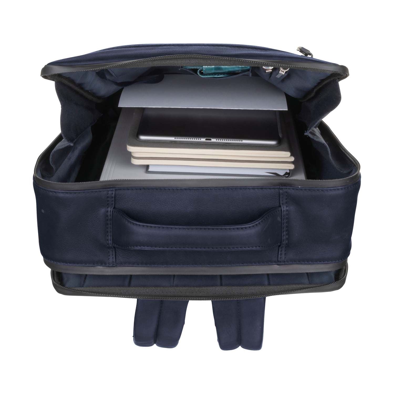Leonhard Heyden Den Haag Leder-Rücksack mit Notebookfach 15" Blau