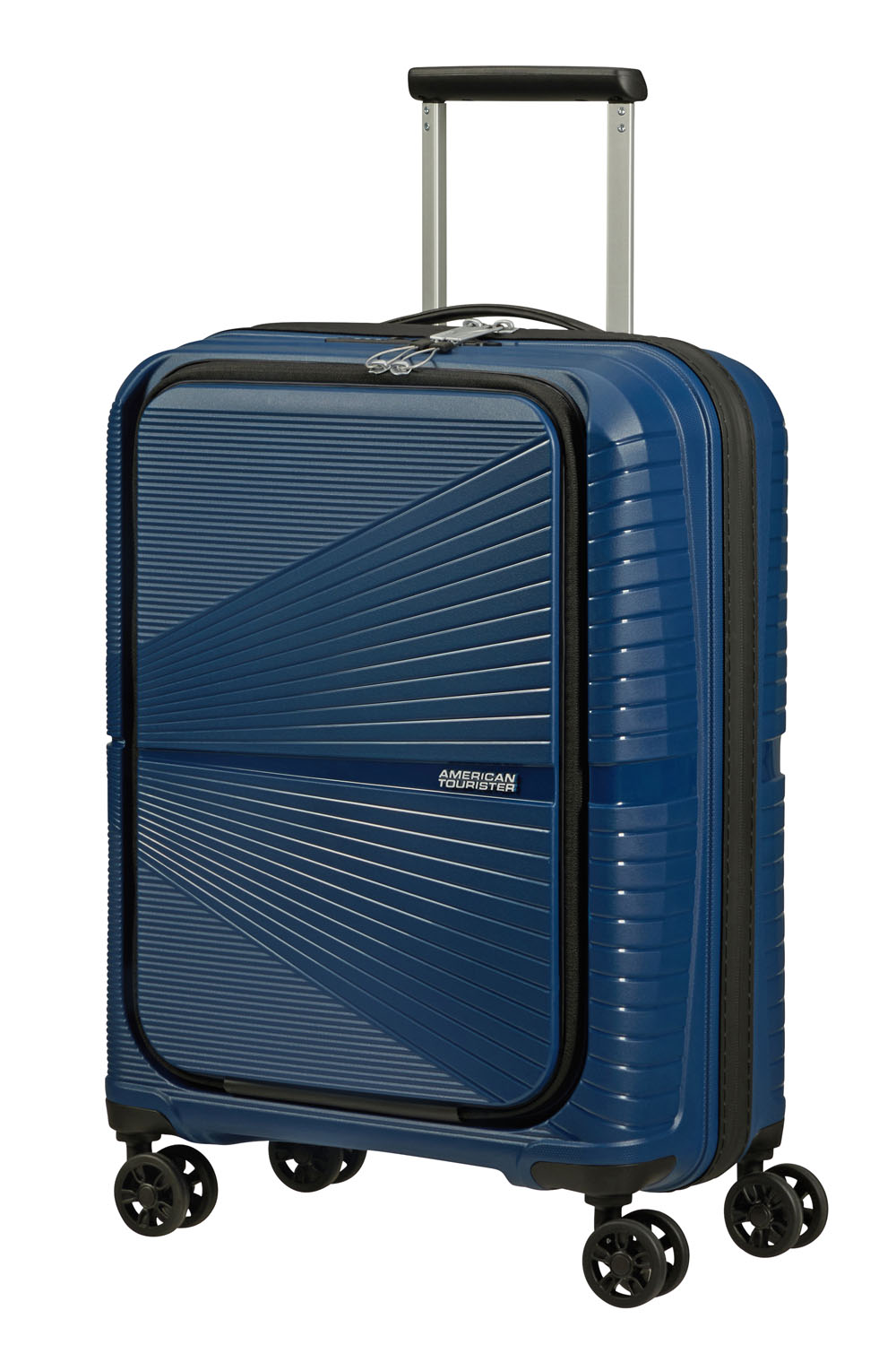 American Tourister Airconic Handgepäck Trolley 55cm mit Fronttasche + GRATIS HOTELGUTSCHEIN Midnight Navy