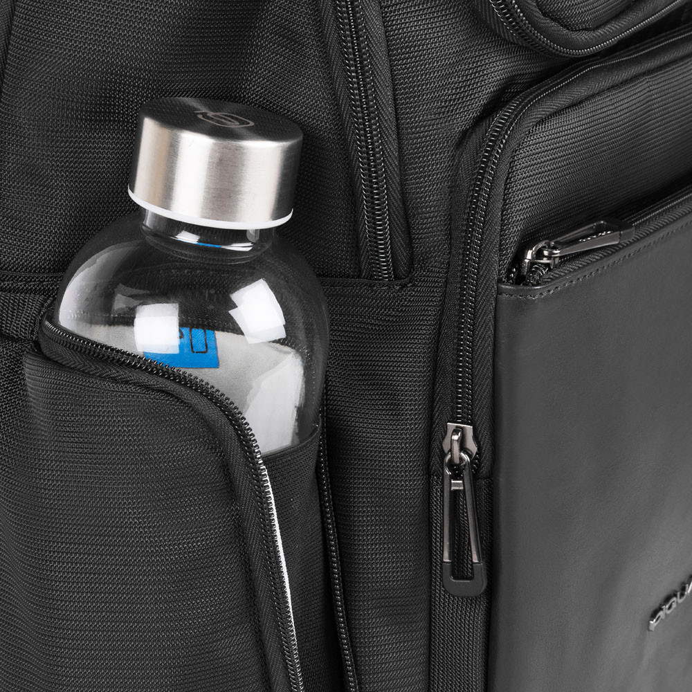 Piquadro Macbeth Fast-check Laptoprucksack 15,6" aus Leder und recyceltem Schwarz Piquadro Macbeth Fast-check Laptoprucksack 15,6" aus Leder und recyceltem Schwarz