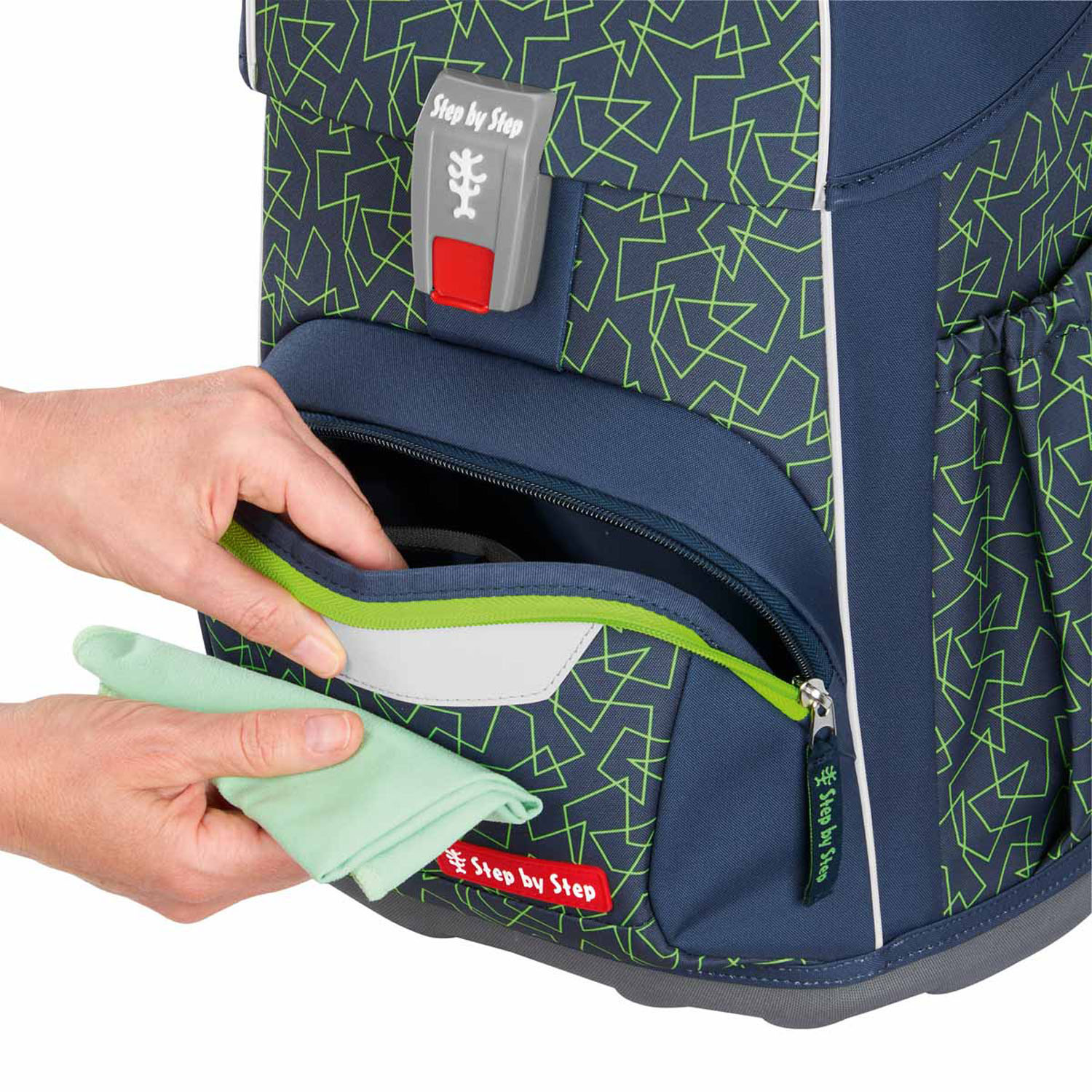 Step by Step BASIS Schulranzen 4-teiliges Set Green Geometric