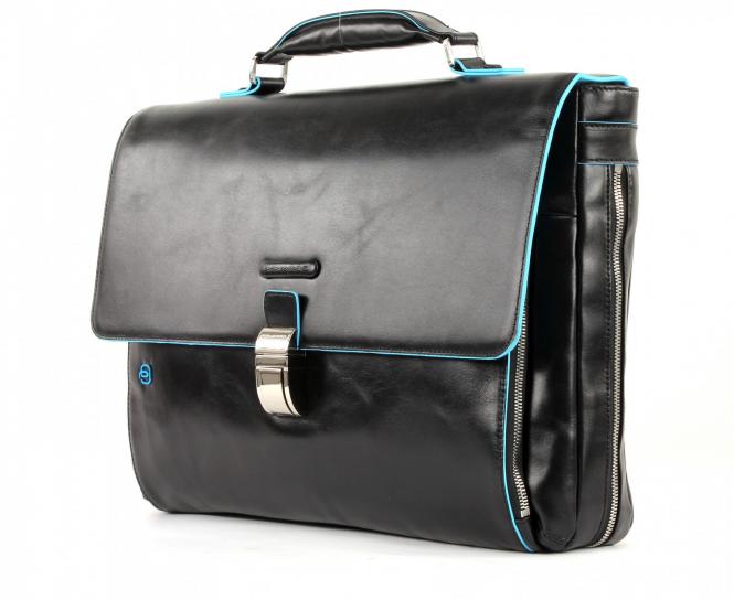 Piquadro Blue Square Erweiterbare Laptoptasche 15" mit Tabletfach Schwarz