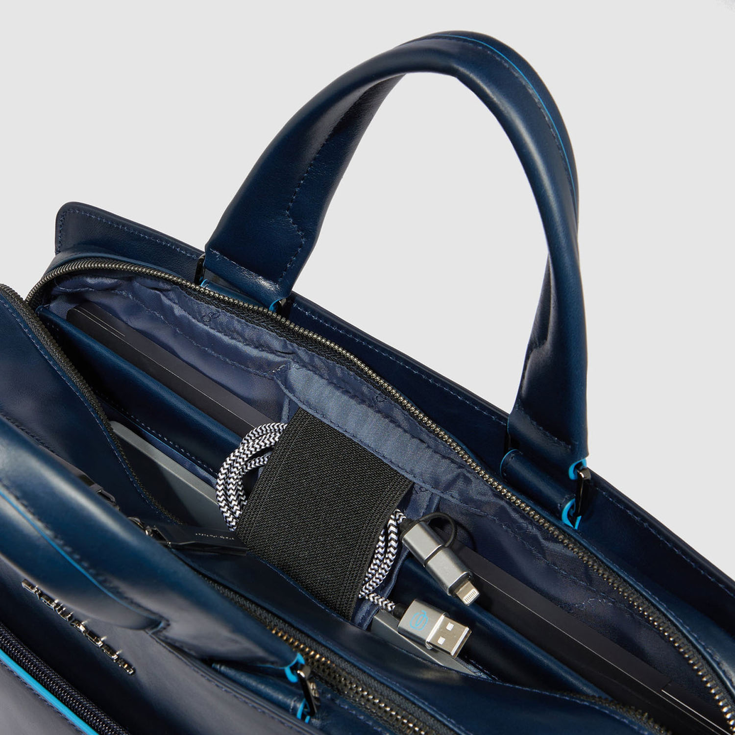 Piquadro Blue Square Leder-Laptoptasche 15,6" Nachtblau