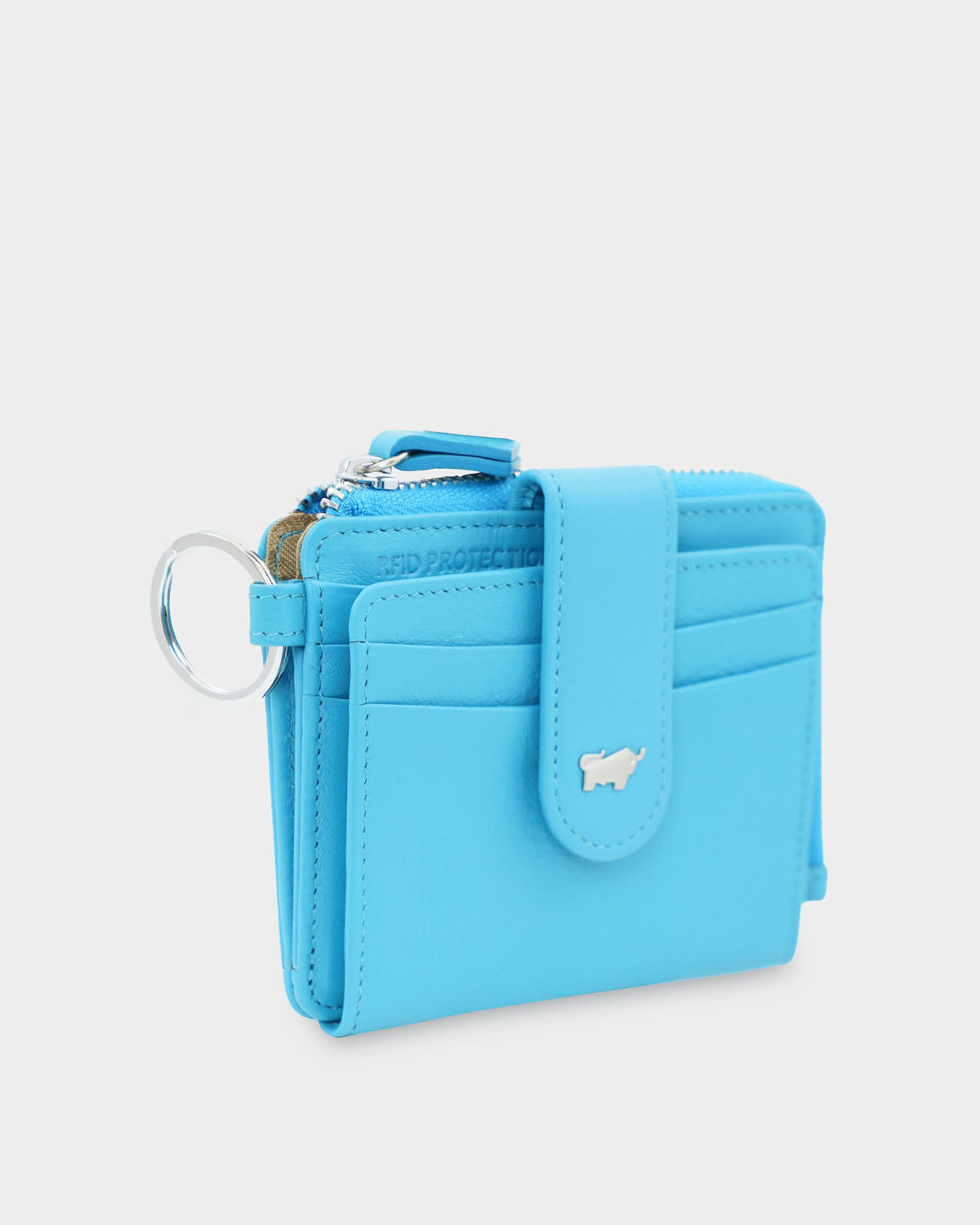 Braun Büffel JOY RFID Kartenbörse mit Schlüsselring 8CS türkis