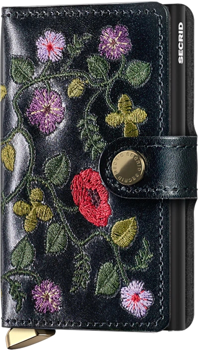 Secrid Miniwallet Premium Stitch Floral MSt-Black Secrid Miniwallet Premium Stitch Floral MSt-Black