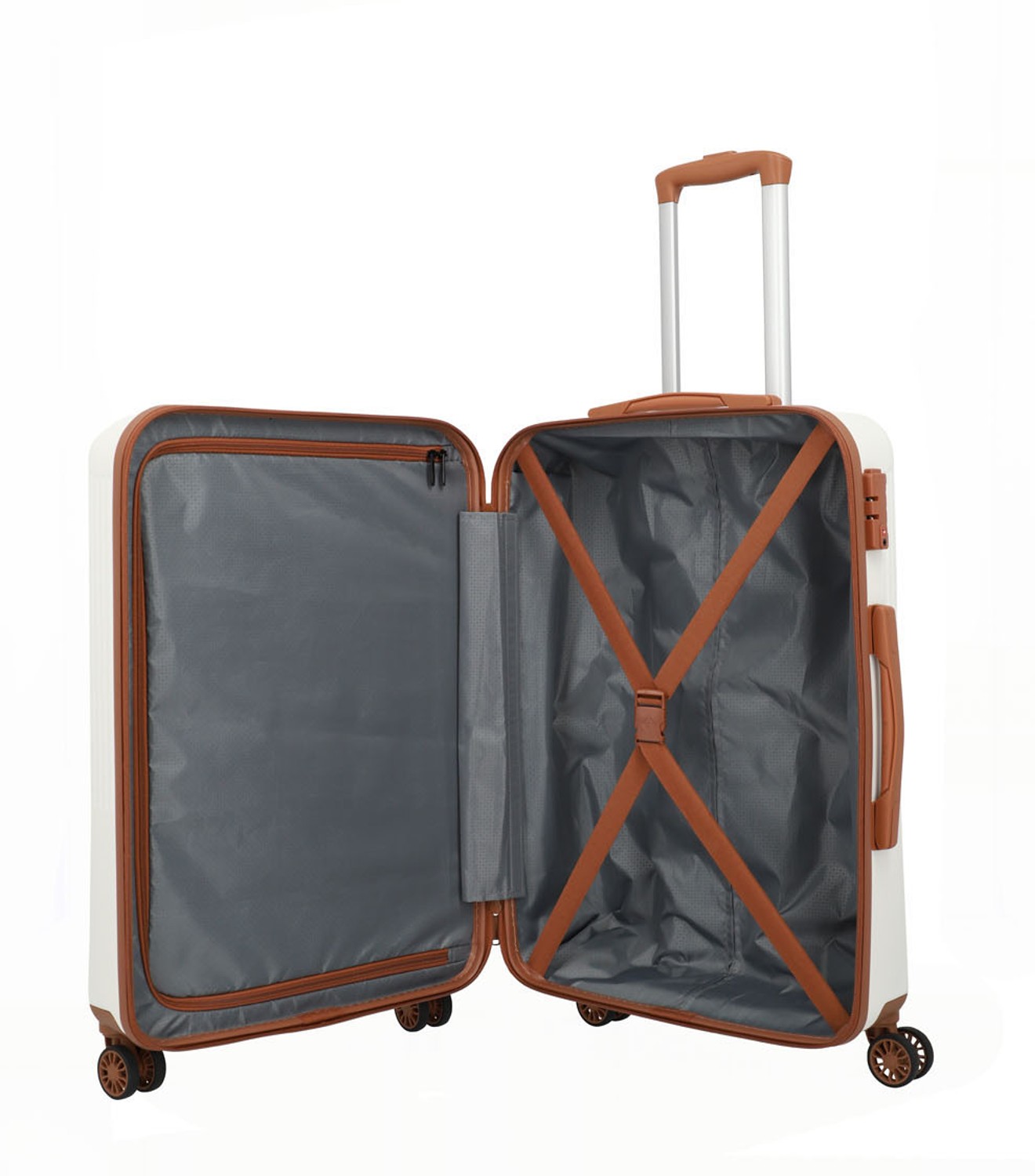 Travelite BALI Trolley M 4-Rollen Weiss/cognac Travelite BALI Trolley M 4-Rollen Weiss/cognac