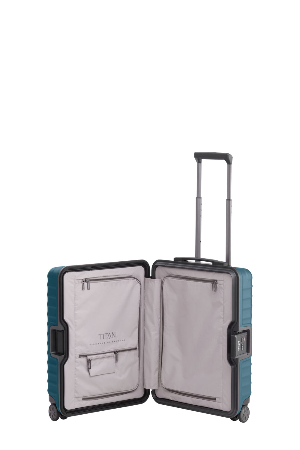 TITAN Litron Frame 4-Rollen Kabinentrolley 55 cm + Gratis Hotelgutschein Petrol