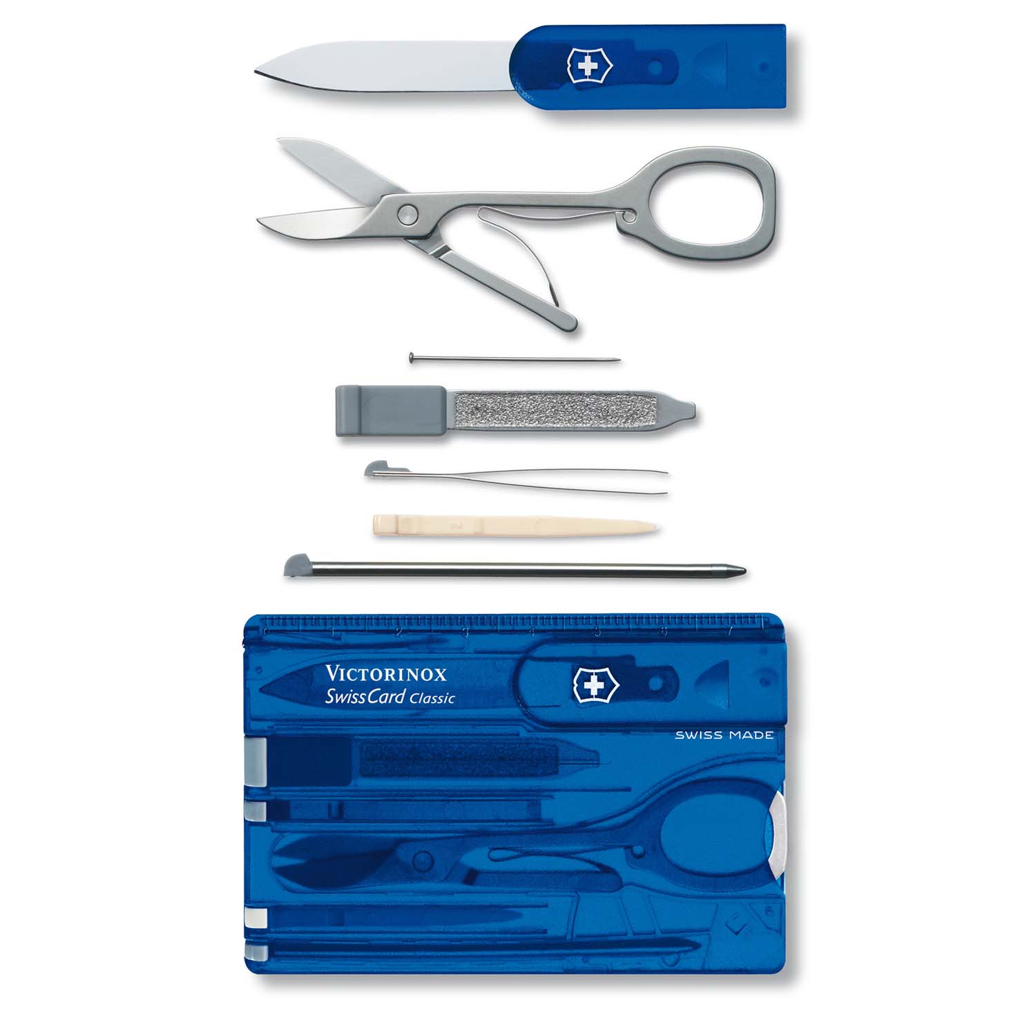 Victorinox Swiss Card Classic, 10 Funktionen blau transparent