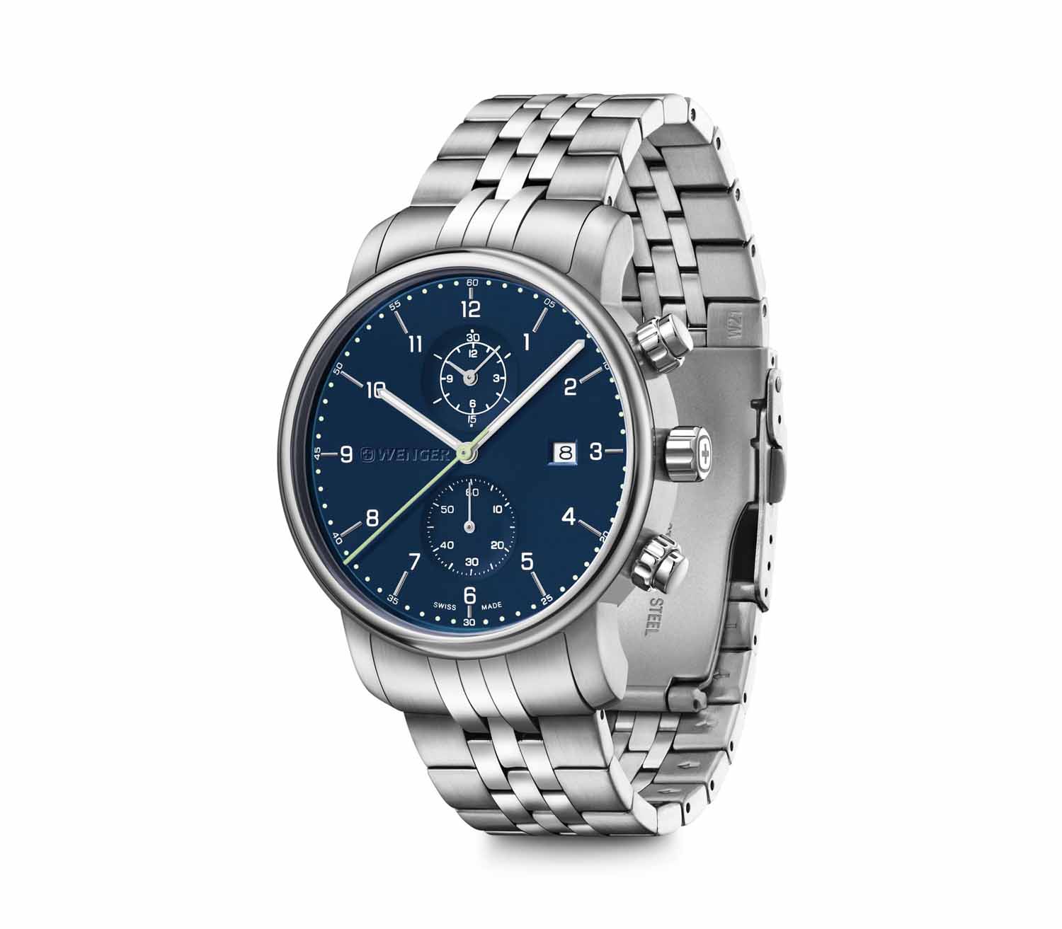 Wenger Urban Classic Chrono 42mm Herrenuhr blau/silber Wenger Urban Classic Chrono 42mm Herrenuhr blau/silber