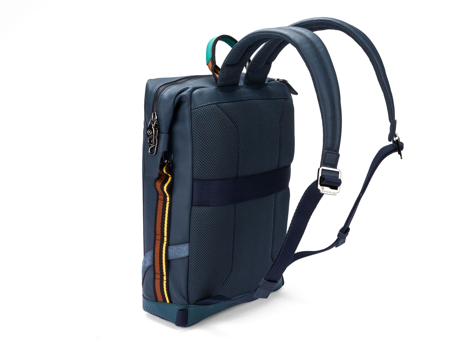 SCHARLAU Slackline RONJA Leder Rucksack für 13" Laptopfach Navy Blue