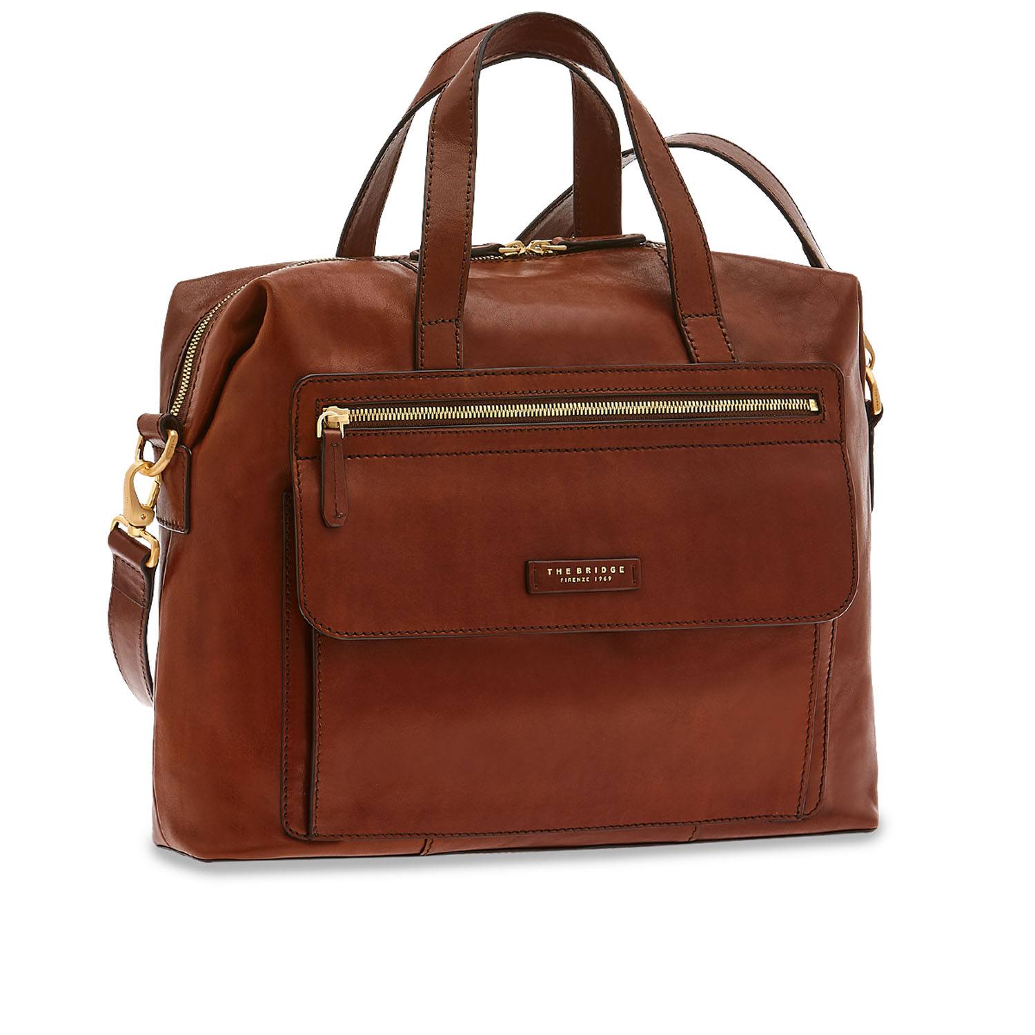 The Bridge Alberto Aktentasche mit zwei Griffen Braun/Gold The Bridge Alberto Aktentasche mit zwei Griffen Braun/Gold
