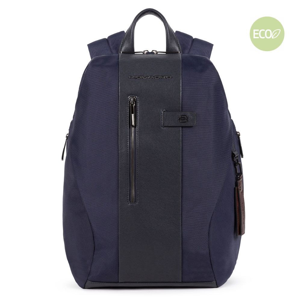 Piquadro Brief 2 Laptoprucksack 14" aus rezykliertem Stoff mit iPad®-Fa
