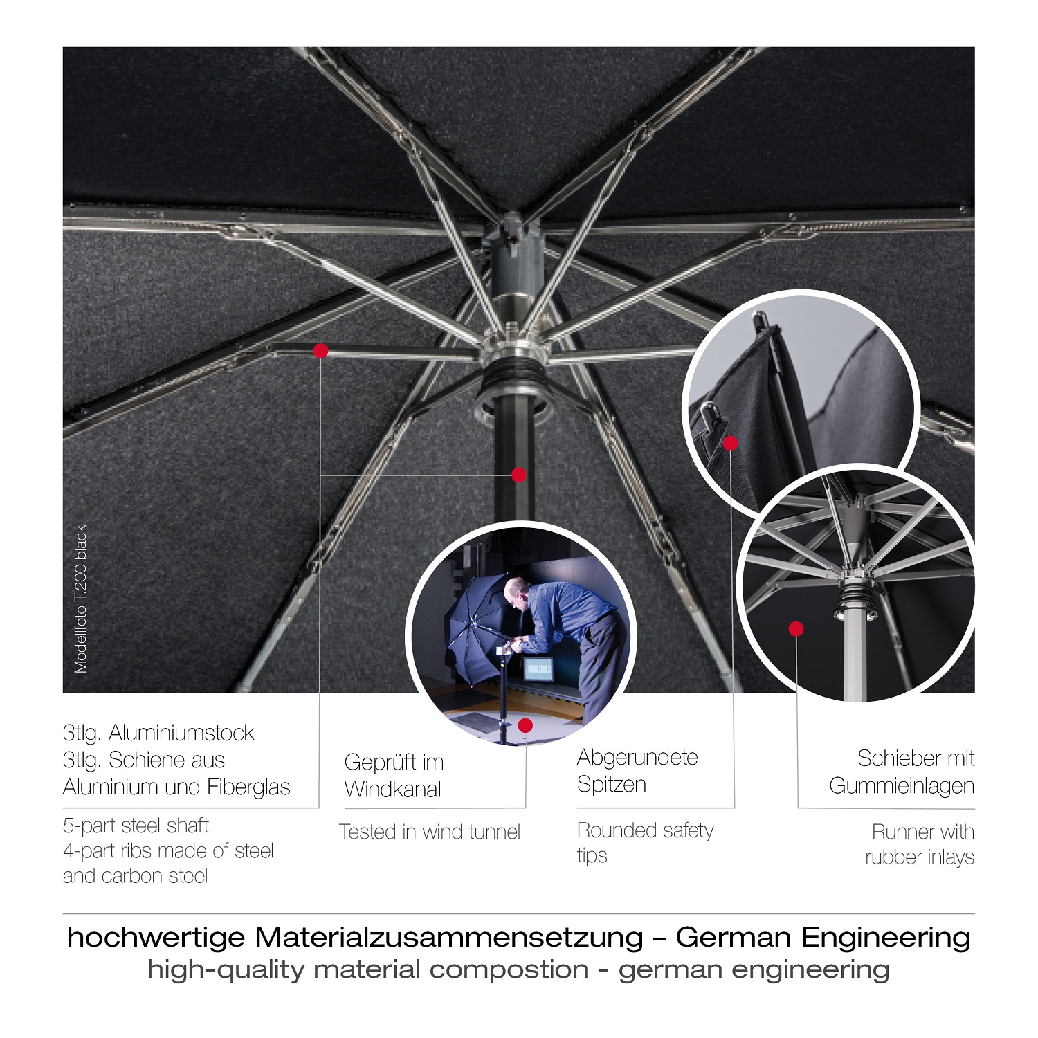 Knirps T.200 Medium Duomatic Automatischer Reflective Taschenschirm Solid ///
