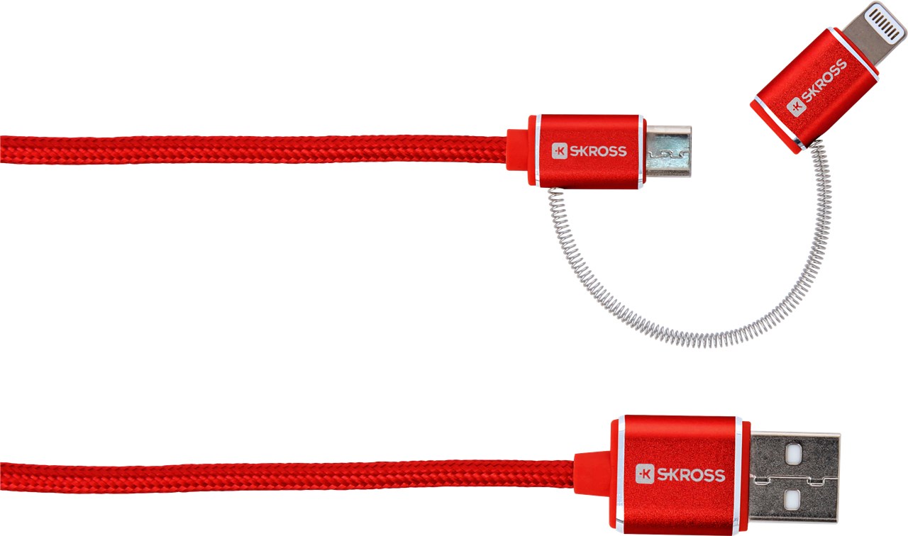 SKROSS Charge'n Sync 2in1 Micro USB & Lightning Connector - Steel Line