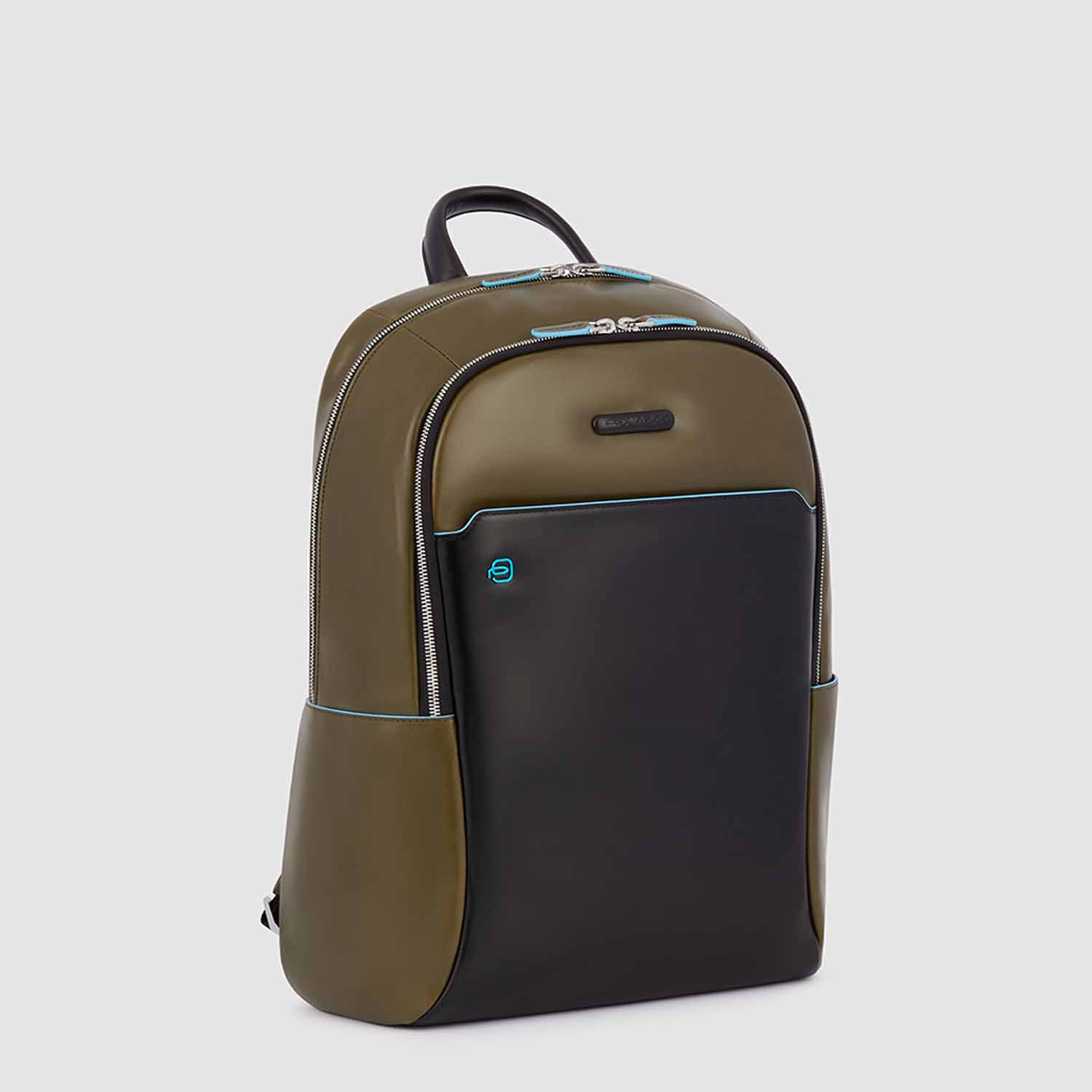Piquadro Blue Square Großer Laptoprucksack mit 15,6" Notebookfach verde/nero