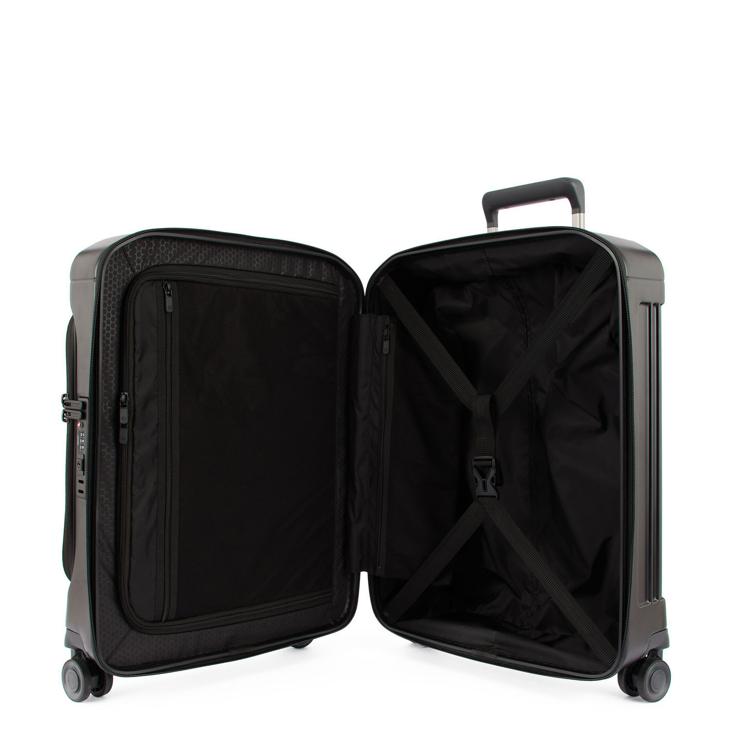 Piquadro PQ-Light Fast-check 4-rollen Laptop-Handgepäck-Trolley matt black