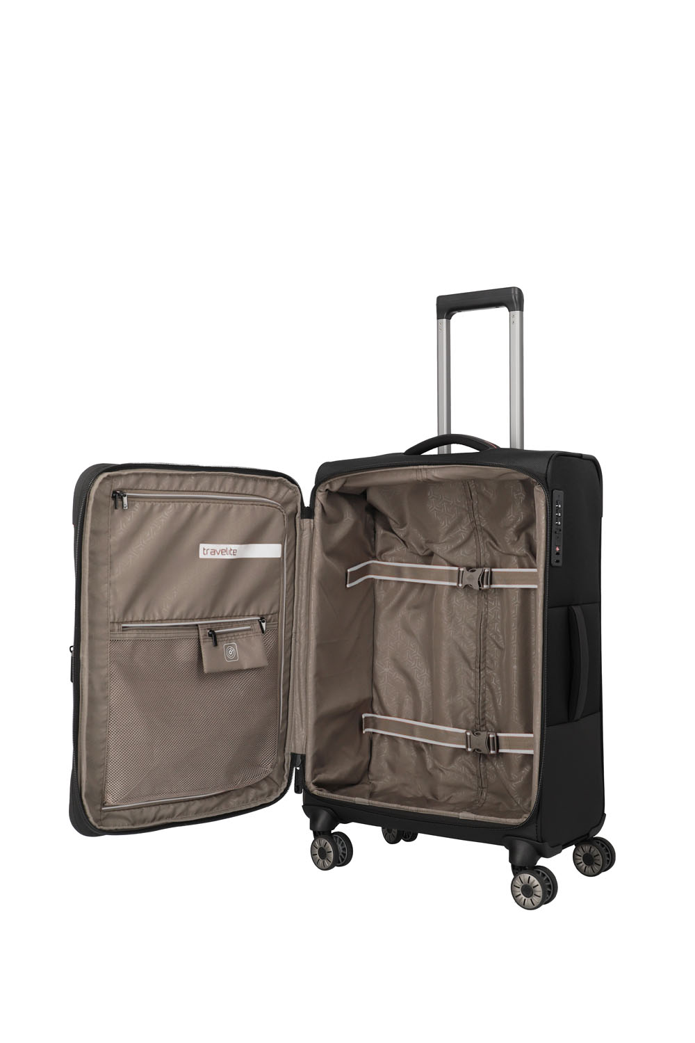 Travelite Crosslite Trolley M 4-Rollen erweiterbar Schwarz