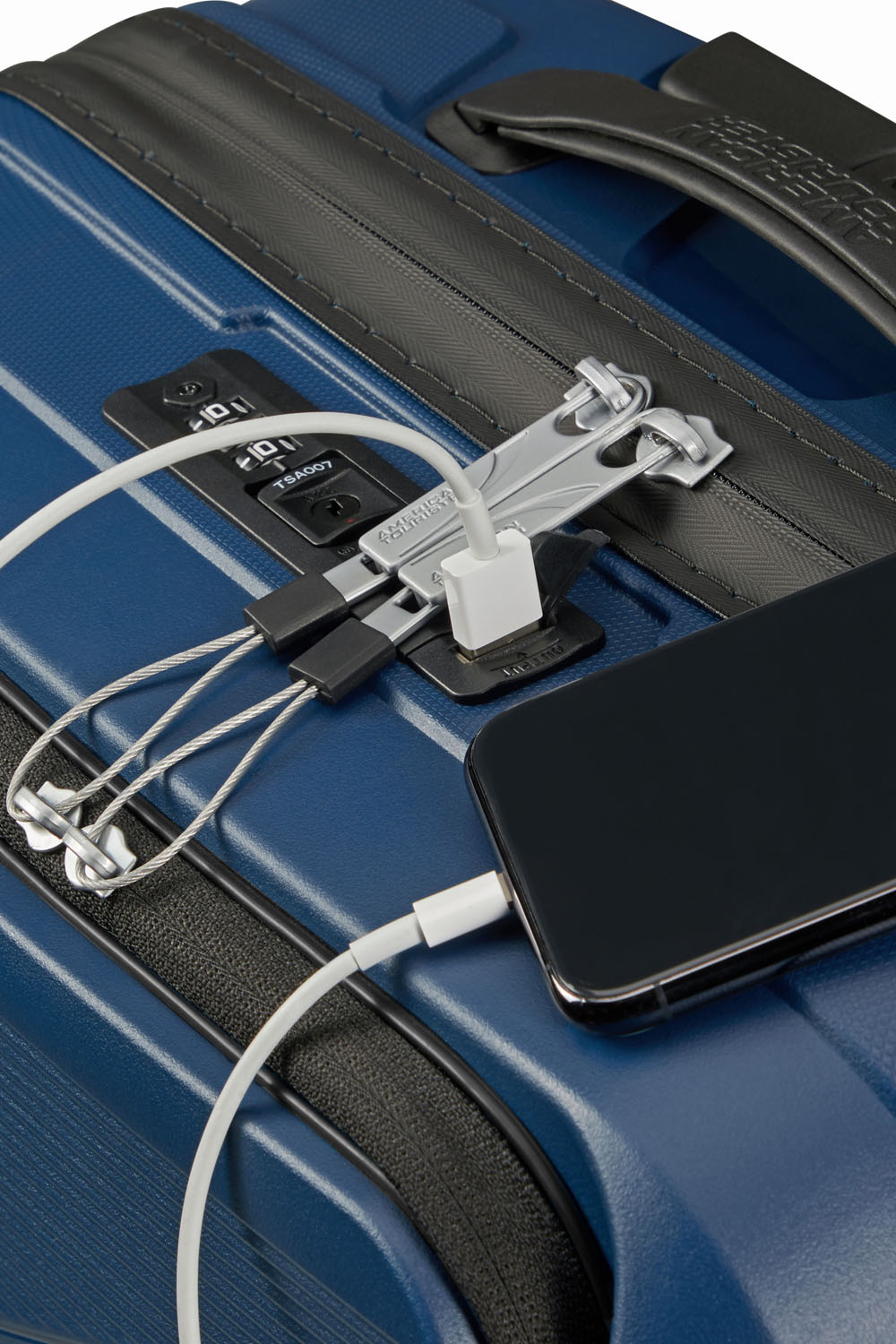 American Tourister Airconic Handgepäck Trolley 55cm mit Fronttasche + GRATIS HOTELGUTSCHEIN Midnight Navy