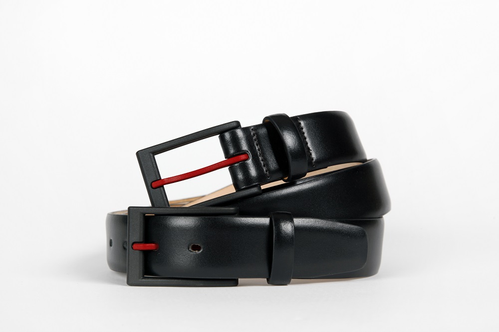 Flyerbelt Security Metallfreier Gürtel 125 cm -Mit dem roten Dorn Schwarz