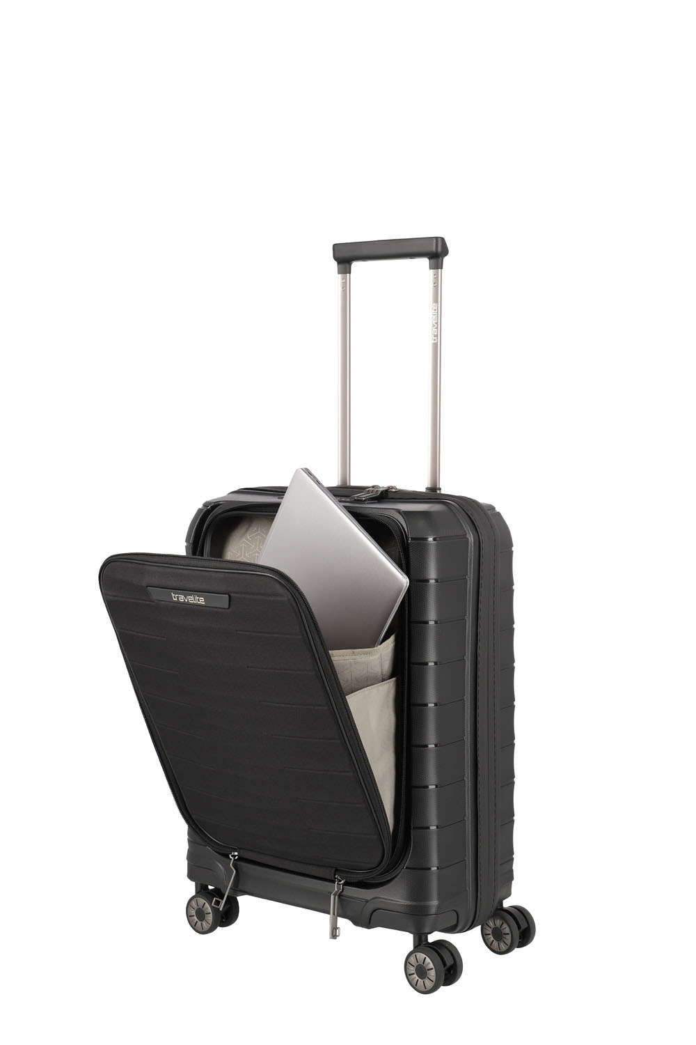 Travelite Mooby Trolley S mit Vortasche, 4-Rollen Schwarz