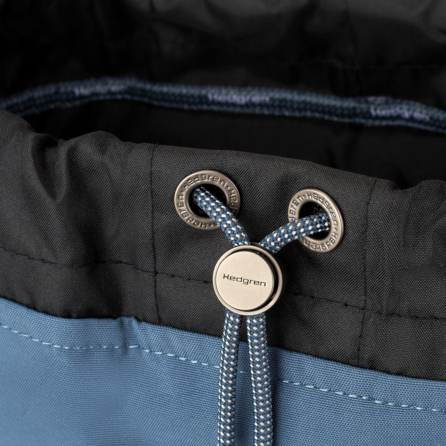 Hedgren Great American Heritage CRUSADE Drawstring Backpack RFID Denim Blue