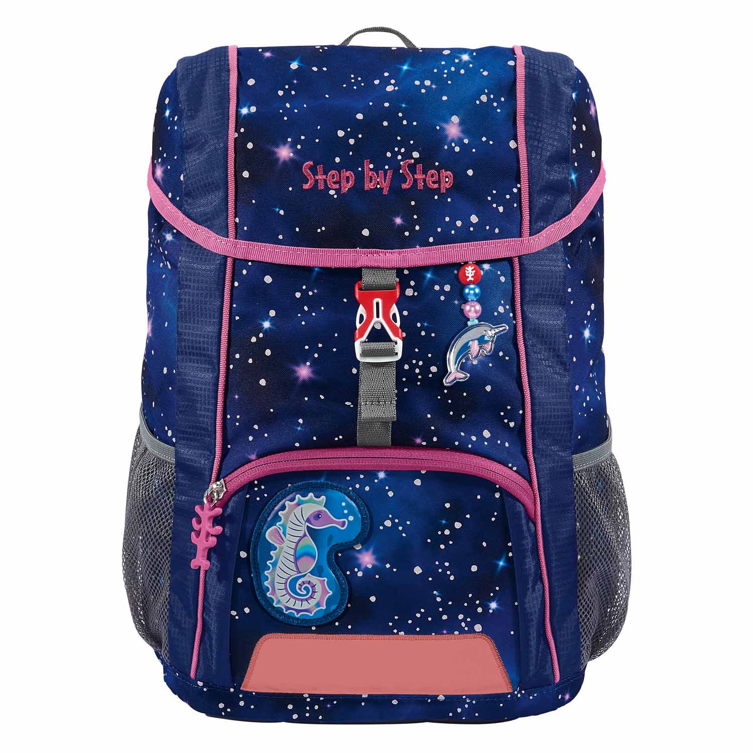 Step by Step Kinderrucksack KID REFLECT Rucksack-Set, 3-teilig inkl. Sitzkissen Star Seahorse Zoe