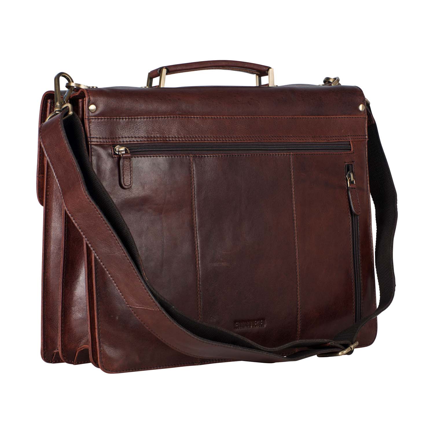 Leonhard Heyden Cambridge Leder-Aktentasche 3-Fächer mit Laptopfach 15" Rotbraun Leonhard Heyden Cambridge Leder-Aktentasche 3-Fächer mit Laptopfach 15" Rotbraun