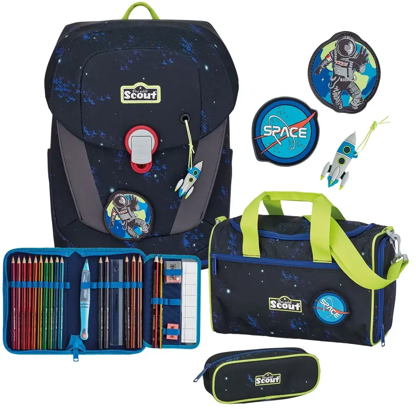 Scout Sunny II Schulranzen-Set 4-teilig mit Sporttasche Black Galaxy Scout Sunny II Schulranzen-Set 4-teilig mit Sporttasche Black Galaxy