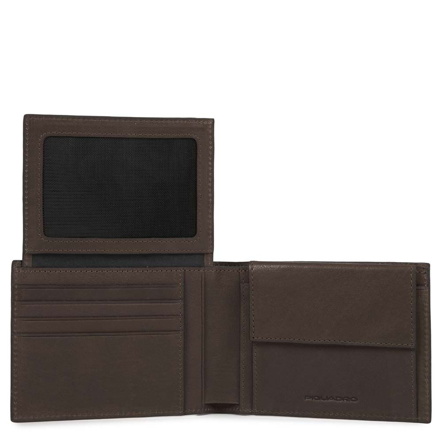 Piquadro Black Square Herrenbrieftasche mit Klapp-Ausweisfenster + RFID Dunkelbraun