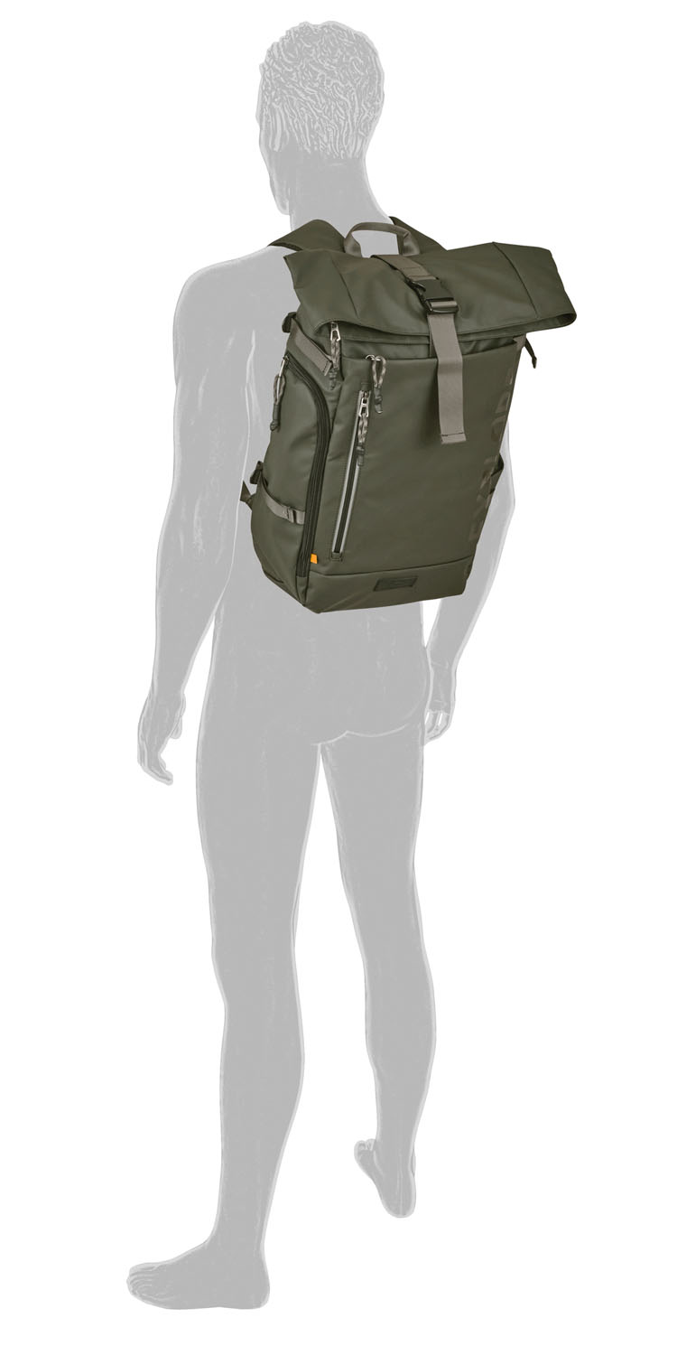 Camel Active Explore Rolltop Rucksack aus recyceltem Nylon Khaki Camel Active Explore Rolltop Rucksack aus recyceltem Nylon Khaki