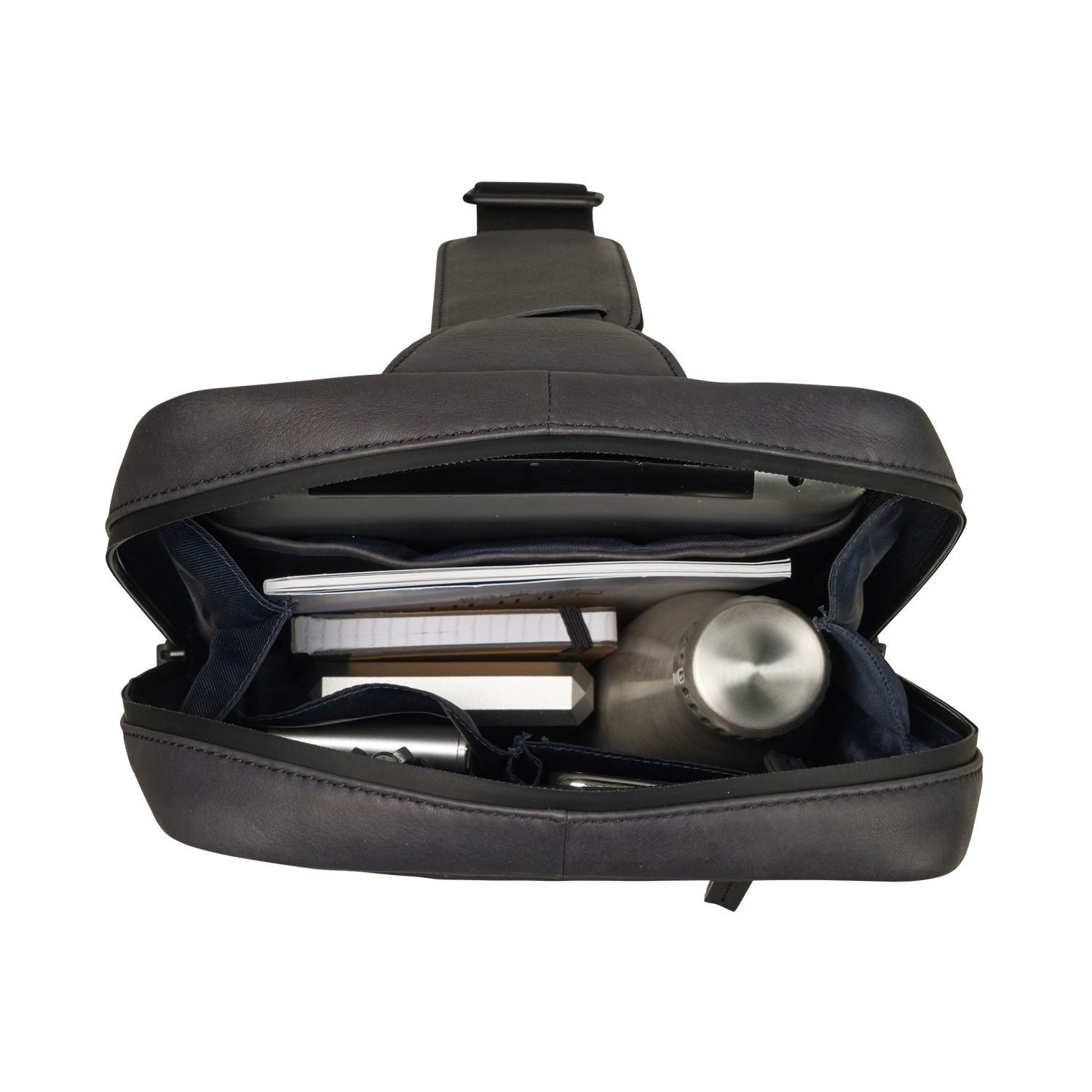 Leonhard Heyden Den Haag Leder-Crossbag Grau