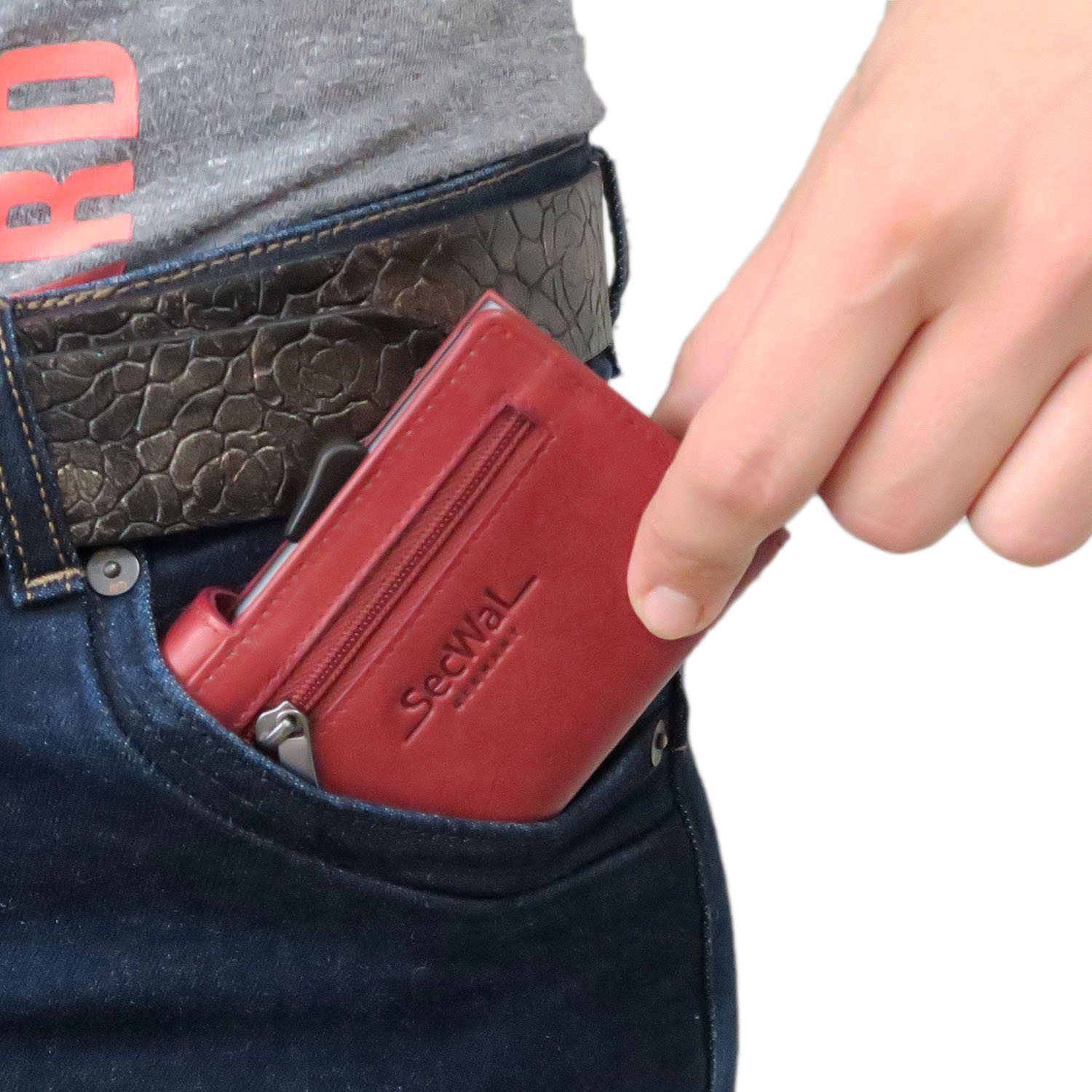 SecWal Matrix Kartenetui mit Reißverschluss-Münzfach Reißverschluss Vintage Rot SecWal Matrix Kartenetui mit Reißverschluss-Münzfach Reißverschluss Vintage Rot