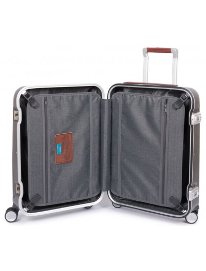 Piquadro Relyght Plus Großer Hartschalentrolley mit vier Rollen Schwarz/Leder Piquadro Relyght Plus Großer Hartschalentrolley mit vier Rollen Schwarz/Leder