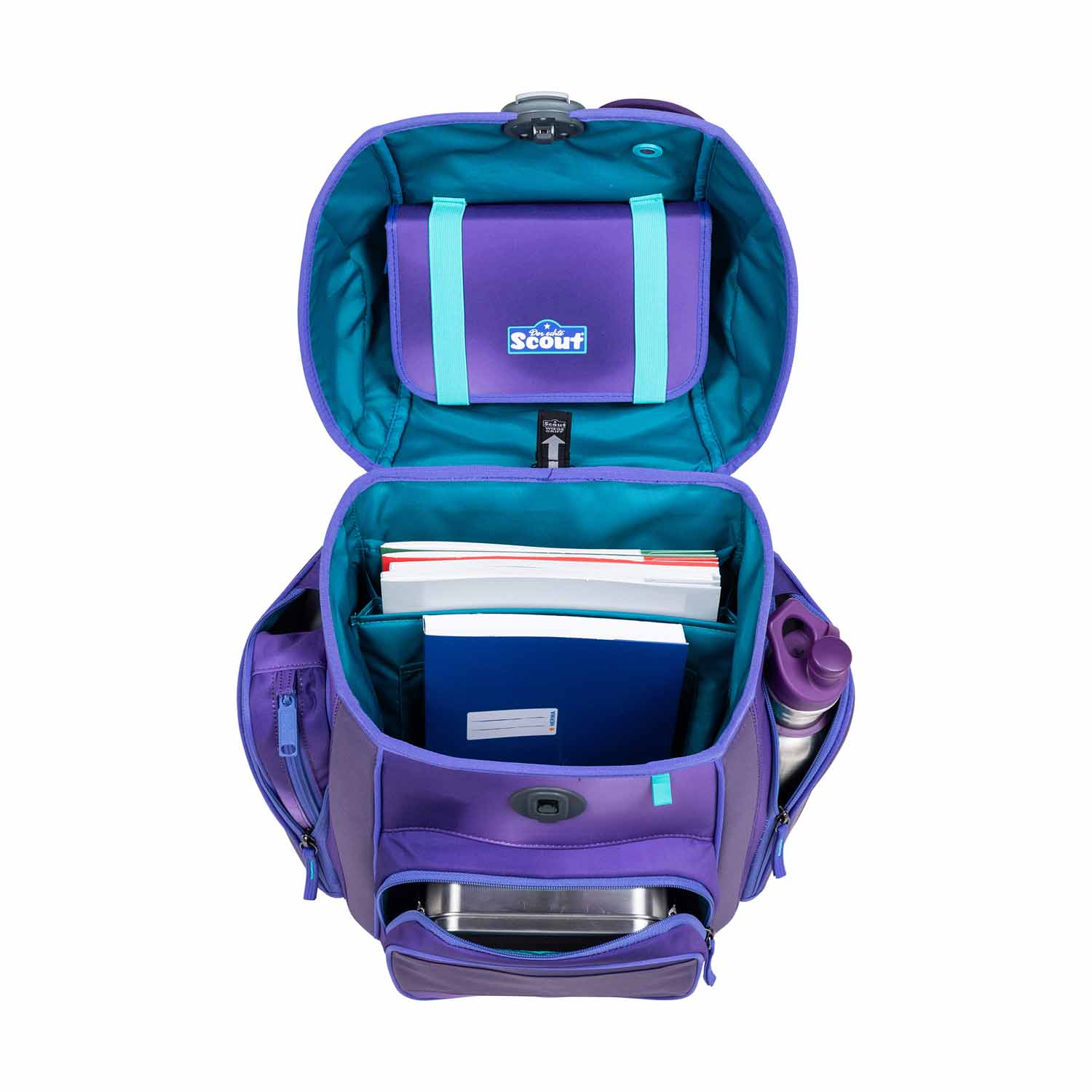 Scout Genius Exklusiv Superflash Schulranzen-Set 4-teilig mit Sportbeutel Purple Magic