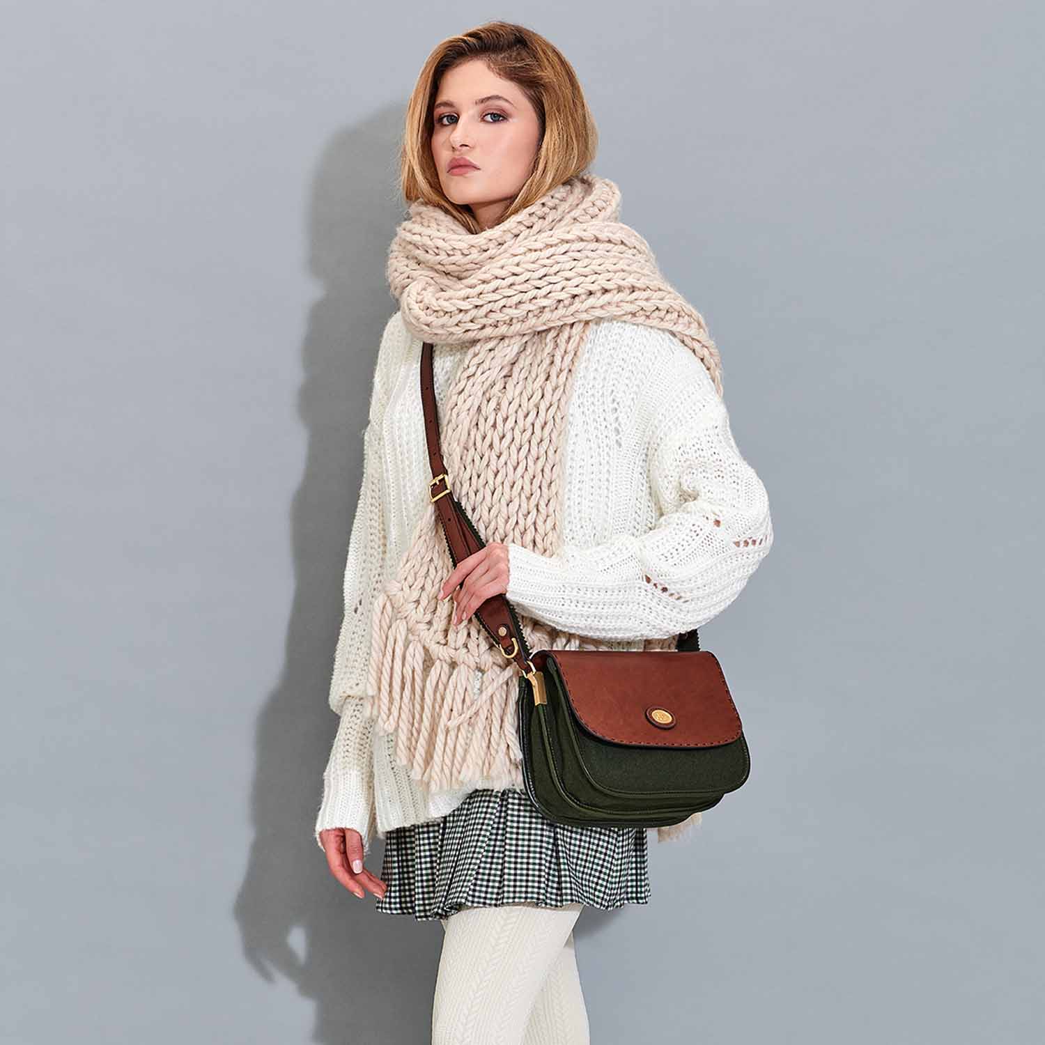 The Bridge Loden Capsule Schultertasche 0401025F Braun/Loden Grün/Gold The Bridge Loden Capsule Schultertasche 0401025F Braun/Loden Grün/Gold