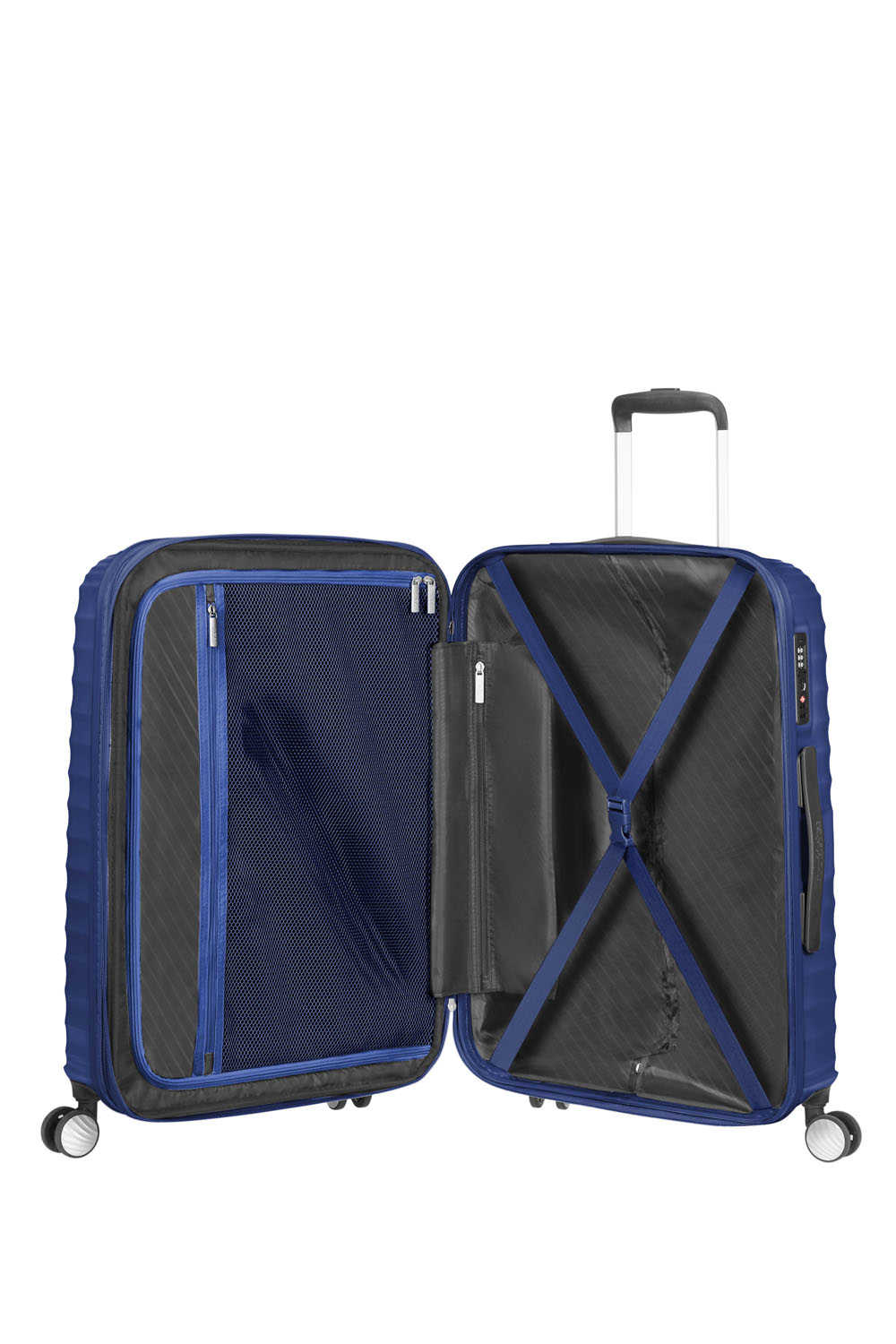 American Tourister Jetglam Trolley mit 4 Rollen 67cm erweiterbar Metallic Blue American Tourister Jetglam Trolley mit 4 Rollen 67cm erweiterbar Metallic Blue
