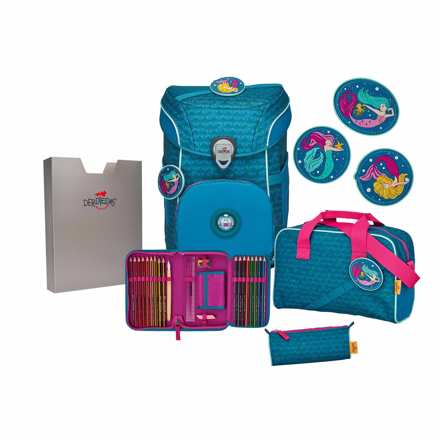 DerDieDas ErgoFlex EASY Exklusiv "Superflash" Schulrucksack-Set 5-teilig mit Sporttasche