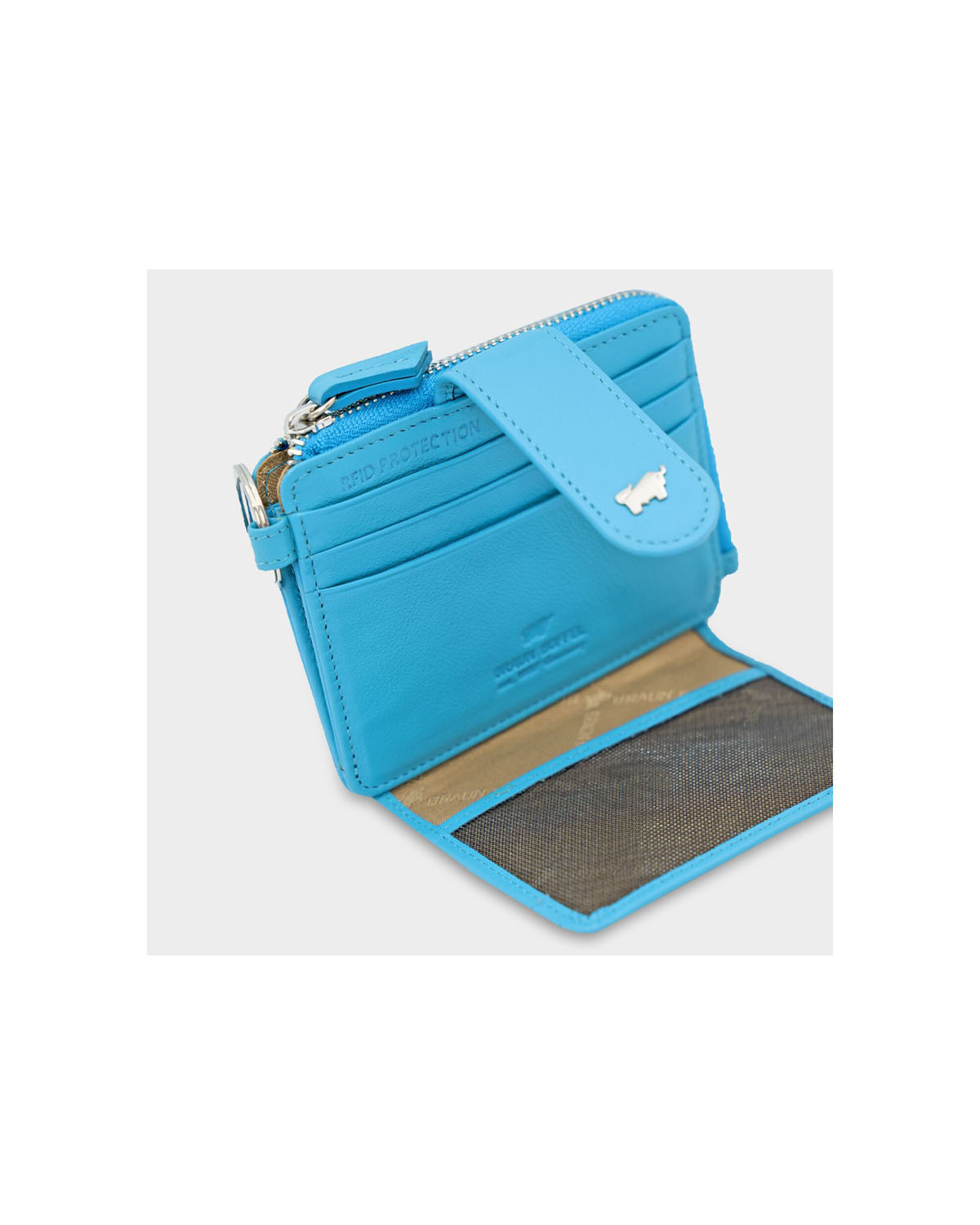 Braun Büffel JOY RFID Kartenbörse mit Schlüsselring 8CS türkis